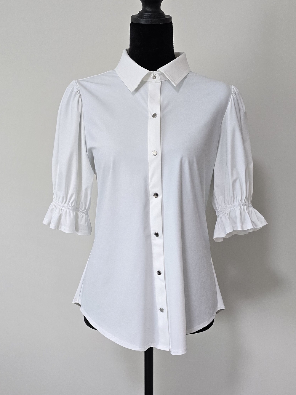 Liverpool White Puff Sleeve Button-Up Blouse